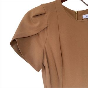 Calvin Klein Tulip Sleeve Cropped Belted Jumpsuit